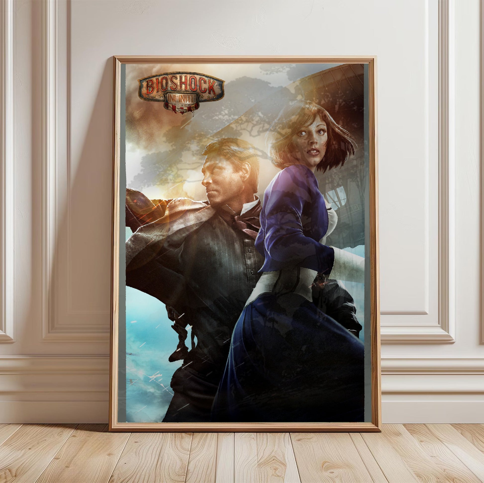 BioShock Infinite key art poster in a framed room setting
