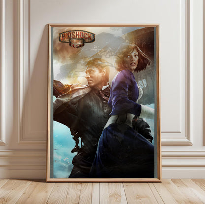 BioShock Infinite key art poster in a framed room setting