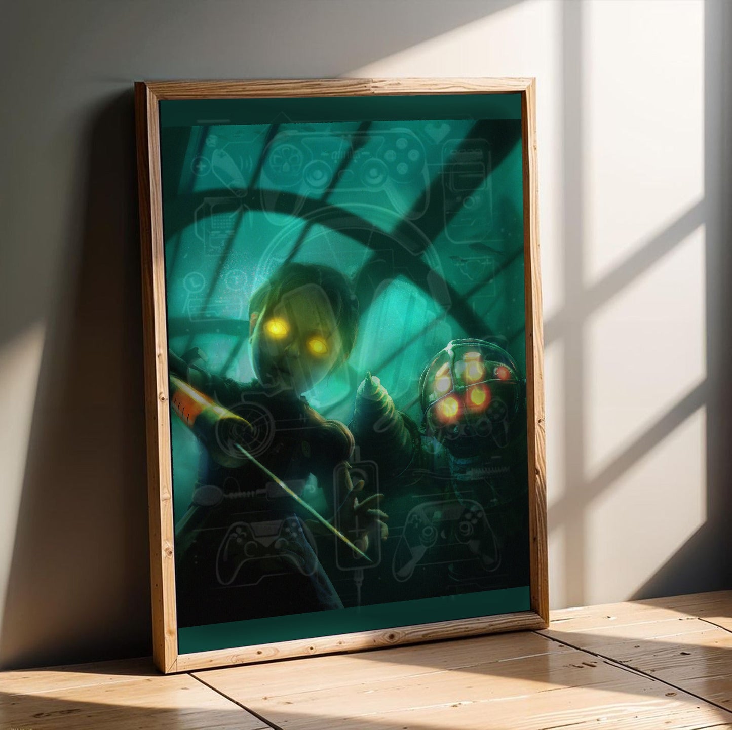 BioShock PS3 cover artwork poster in a modern interior