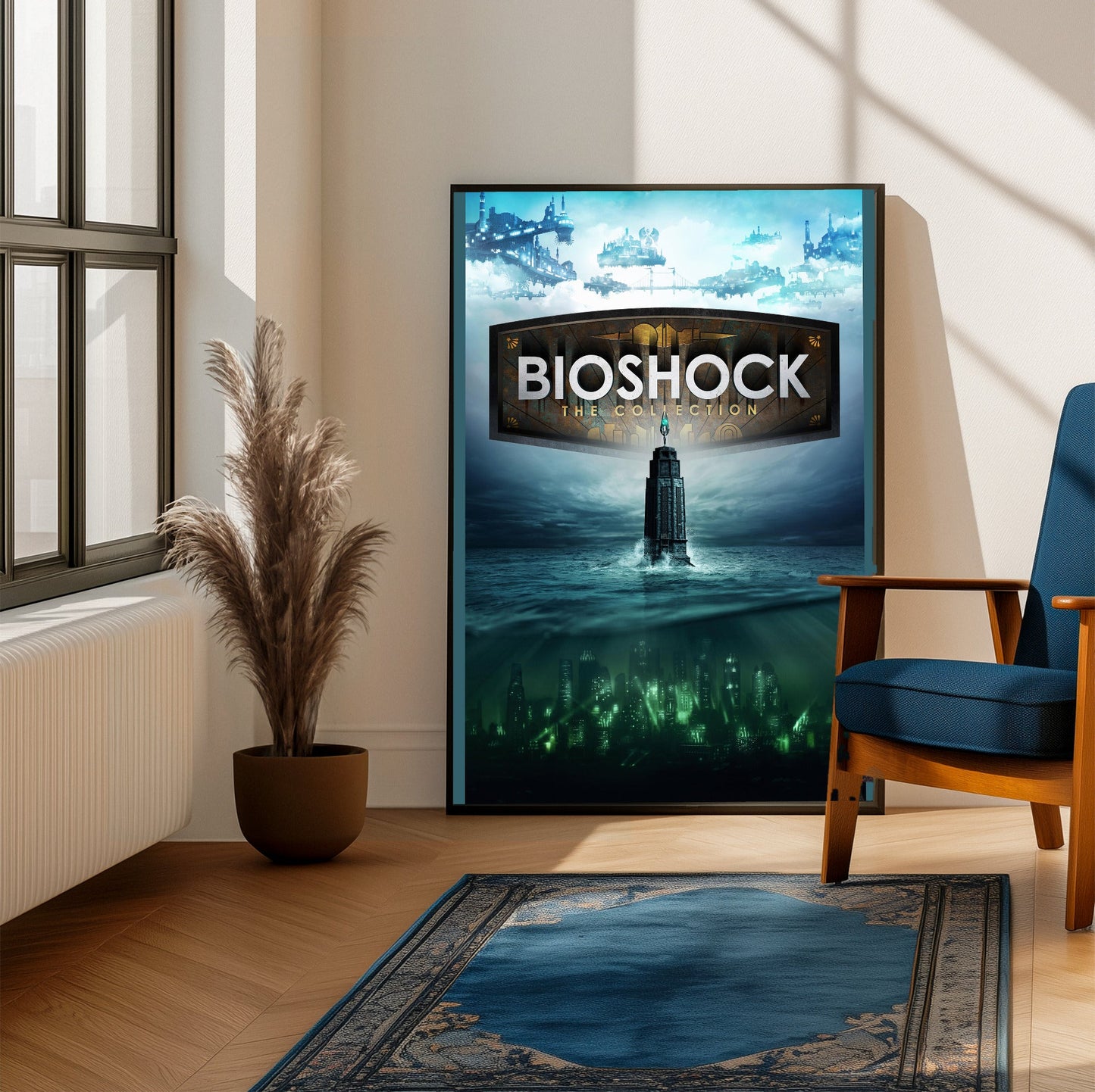 BioShock The Collection poster on a living room wall