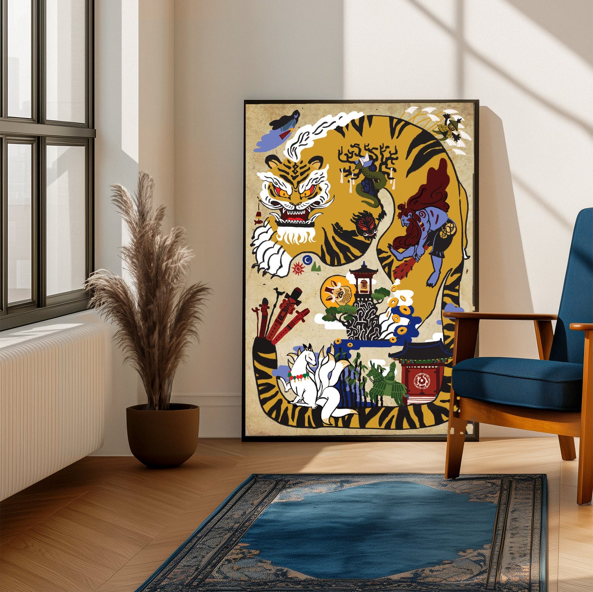 Black Desert Online Land of the Morning Light poster on a living room wall