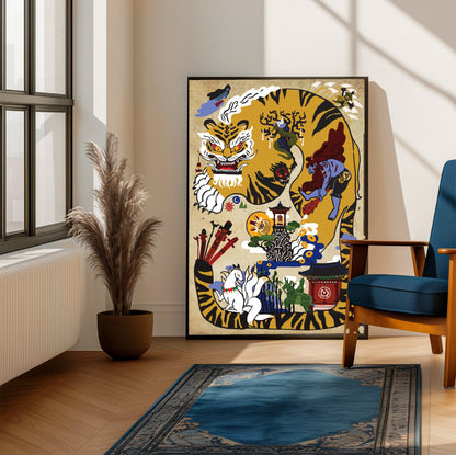 Black Desert Online Land of the Morning Light poster on a living room wall