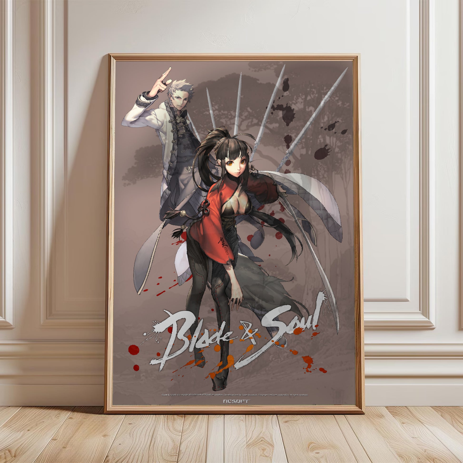 Blade & Soul Jin poster in a framed room setting