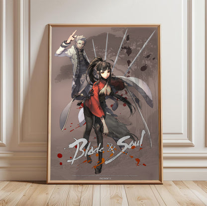 Blade & Soul Jin poster in a framed room setting