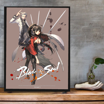 Blade & Soul Jin poster hung above a desk