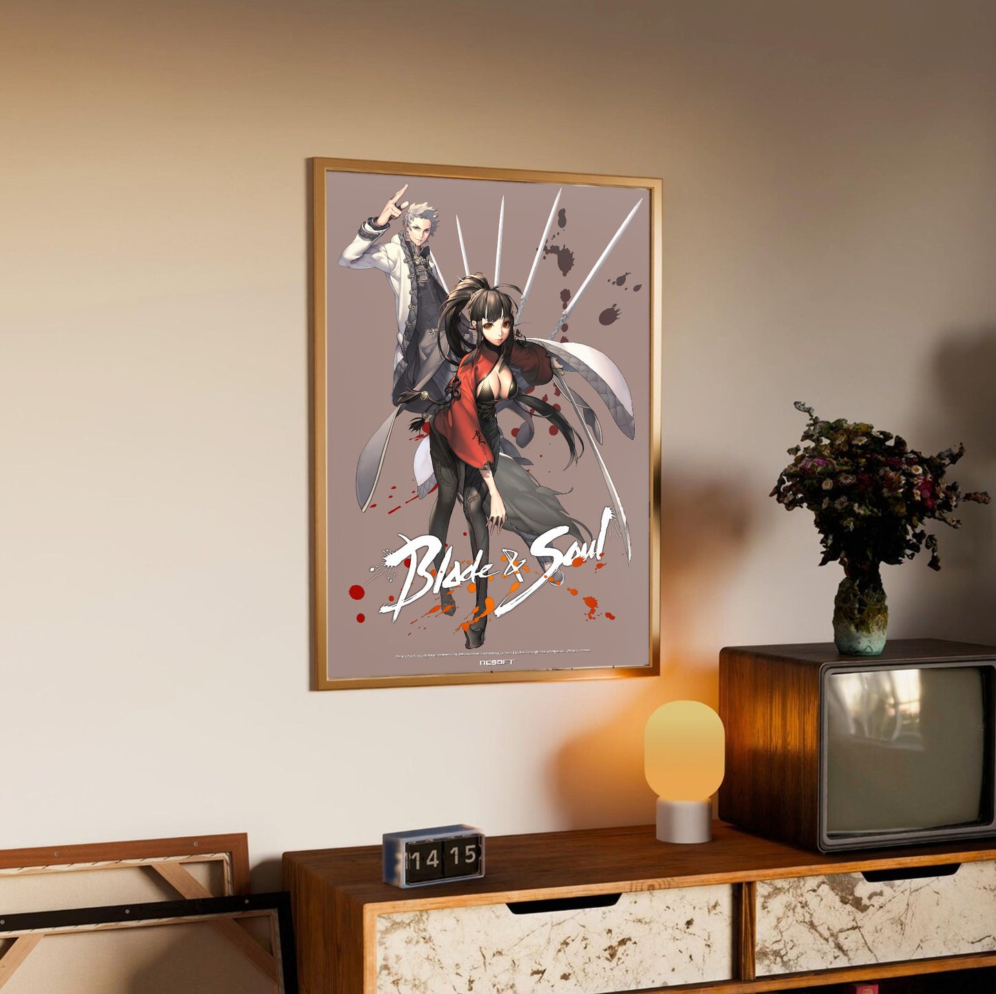 Blade & Soul Jin poster styled on a gallery wall