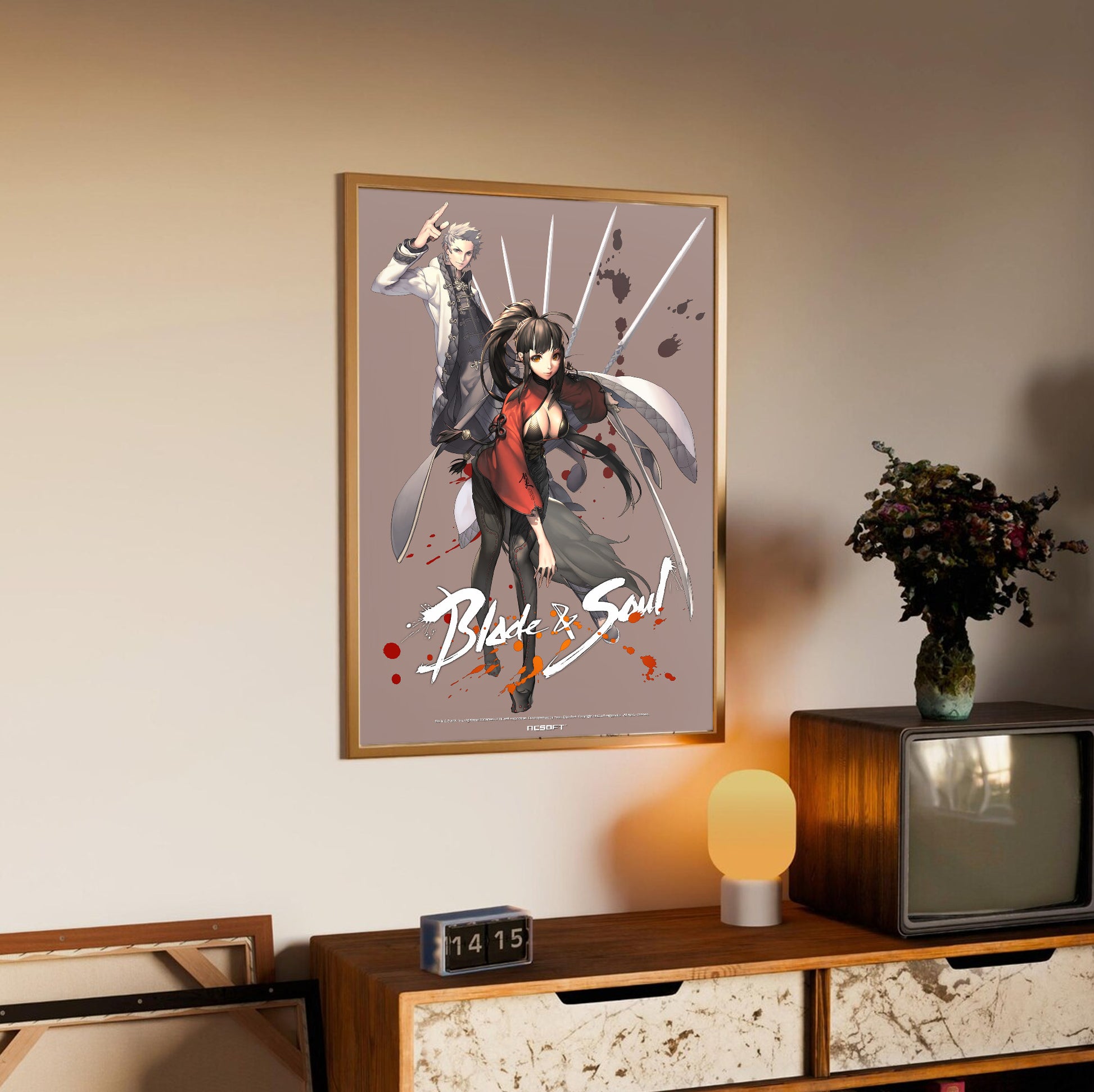 Blade & Soul Jin poster styled on a gallery wall