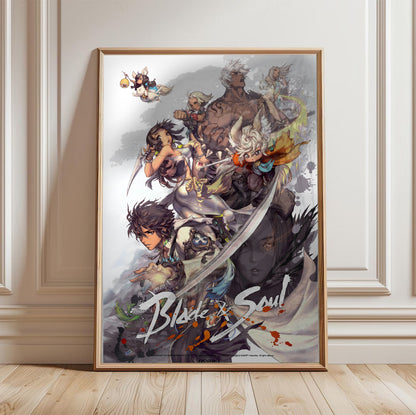 Blade & Soul full cast poster in a framed room setting