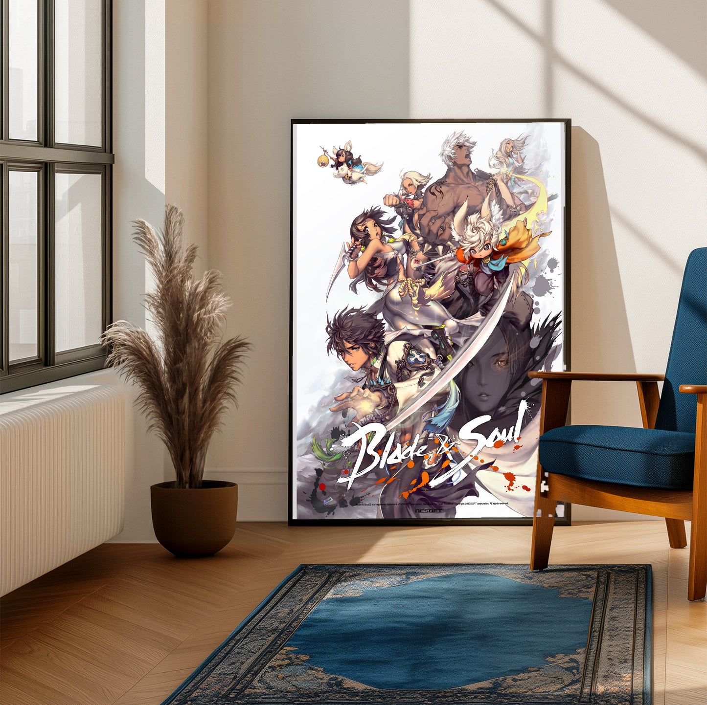 Blade & Soul full cast poster on a living room wall