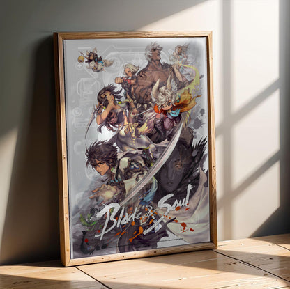 Blade & Soul full cast poster in a modern interior
