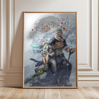 Blade & Soul snowfield poster in a framed room setting