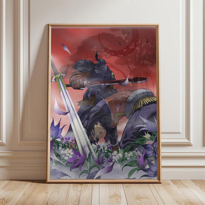 Blade Dancer Dread Knight poster in a framed room setting