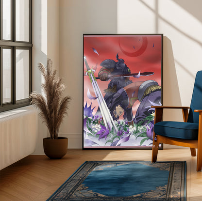 Blade Dancer Dread Knight poster on a living room wall