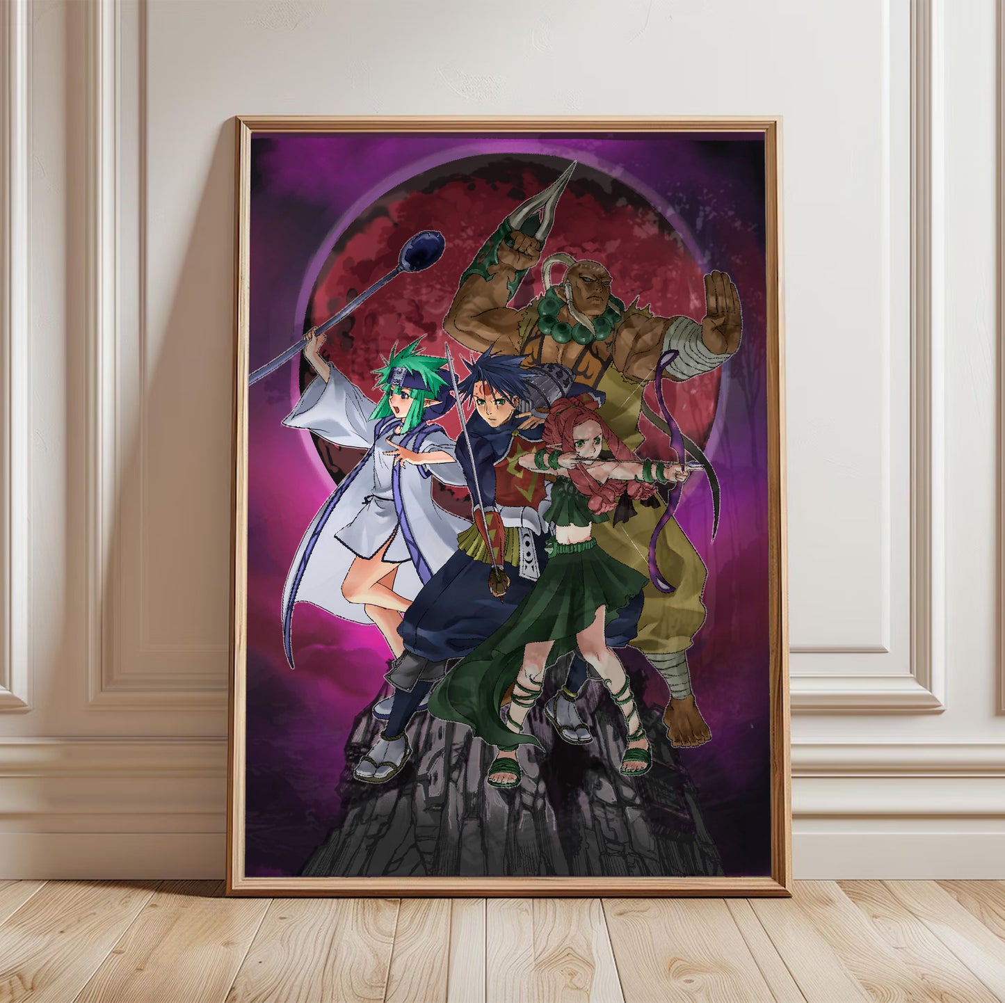 Blade Dancer party promo poster in a framed room setting