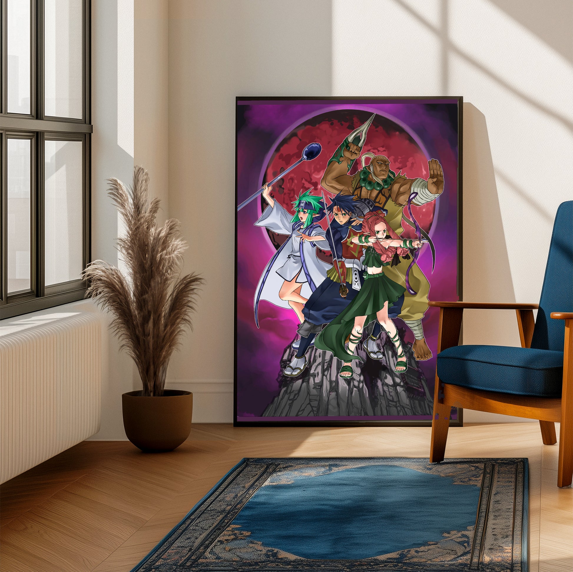 Blade Dancer party promo poster on a living room wall