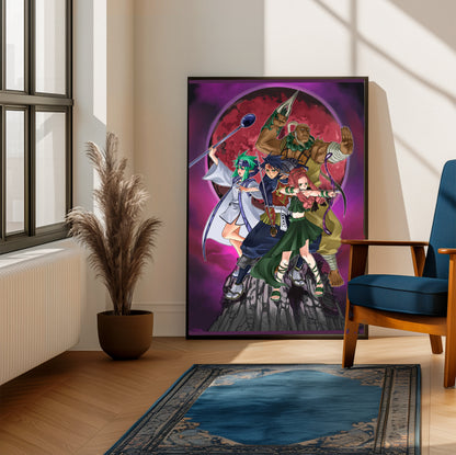 Blade Dancer party promo poster on a living room wall