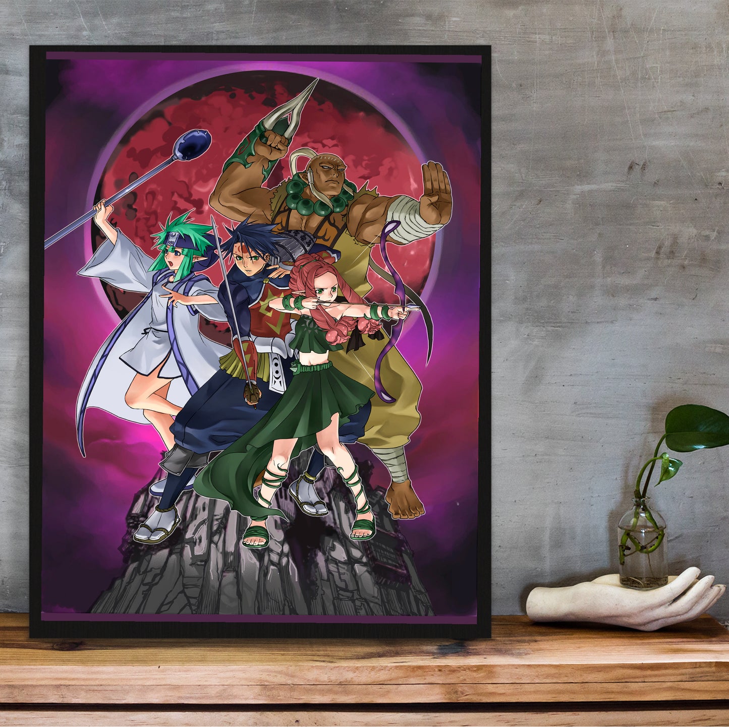 Blade Dancer party promo poster hung above a desk