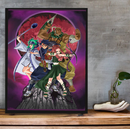 Blade Dancer party promo poster hung above a desk