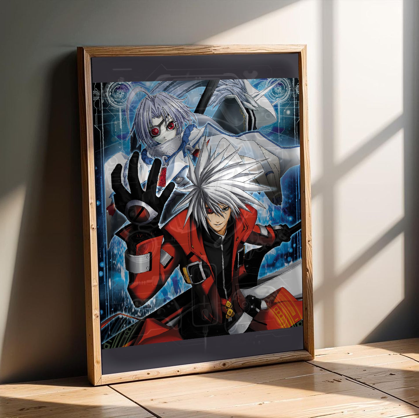 BlazBlue Calamity Trigger poster in a modern interior
