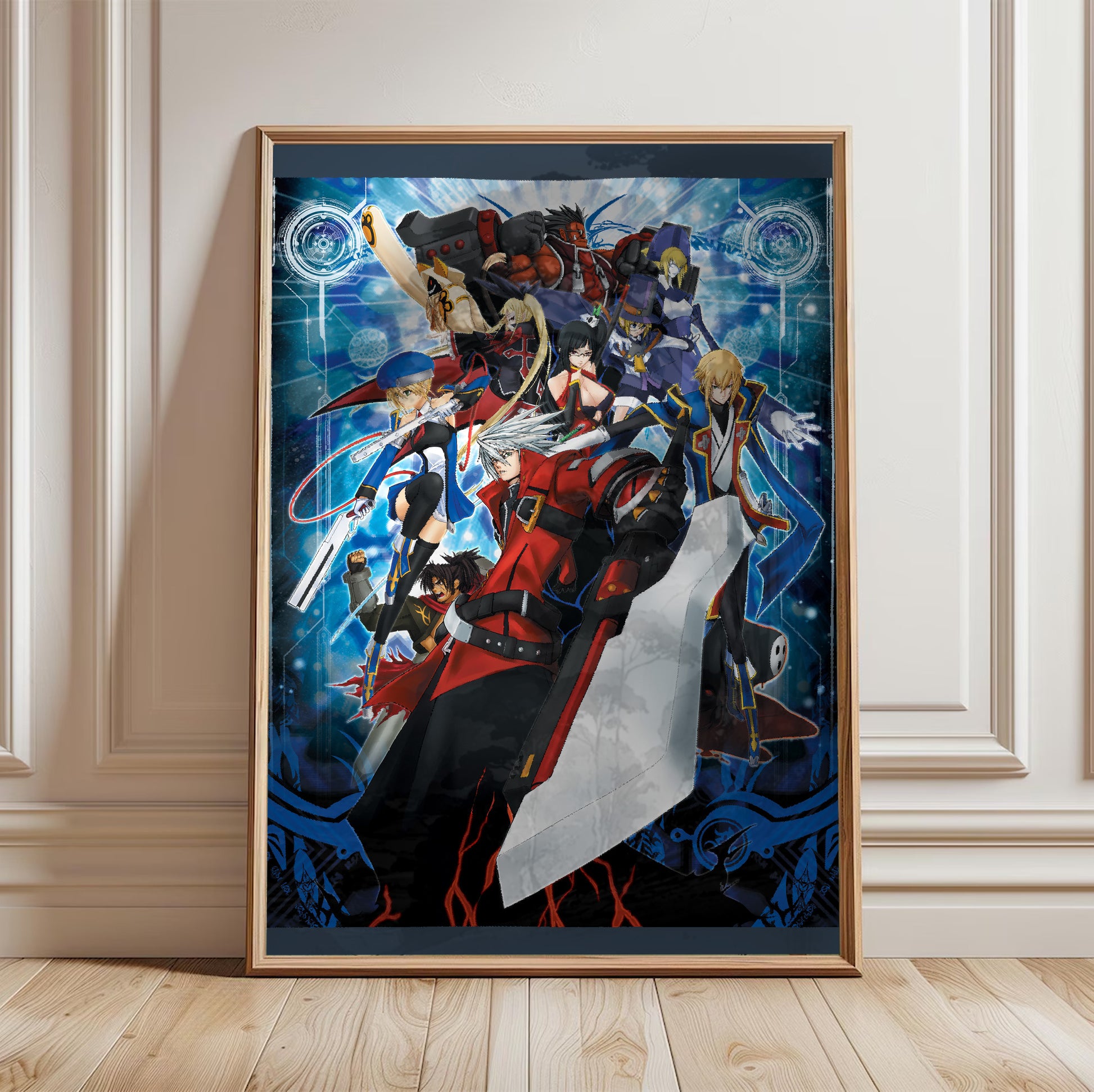 BlazBlue Calamity Trigger cover art poster in a framed room setting