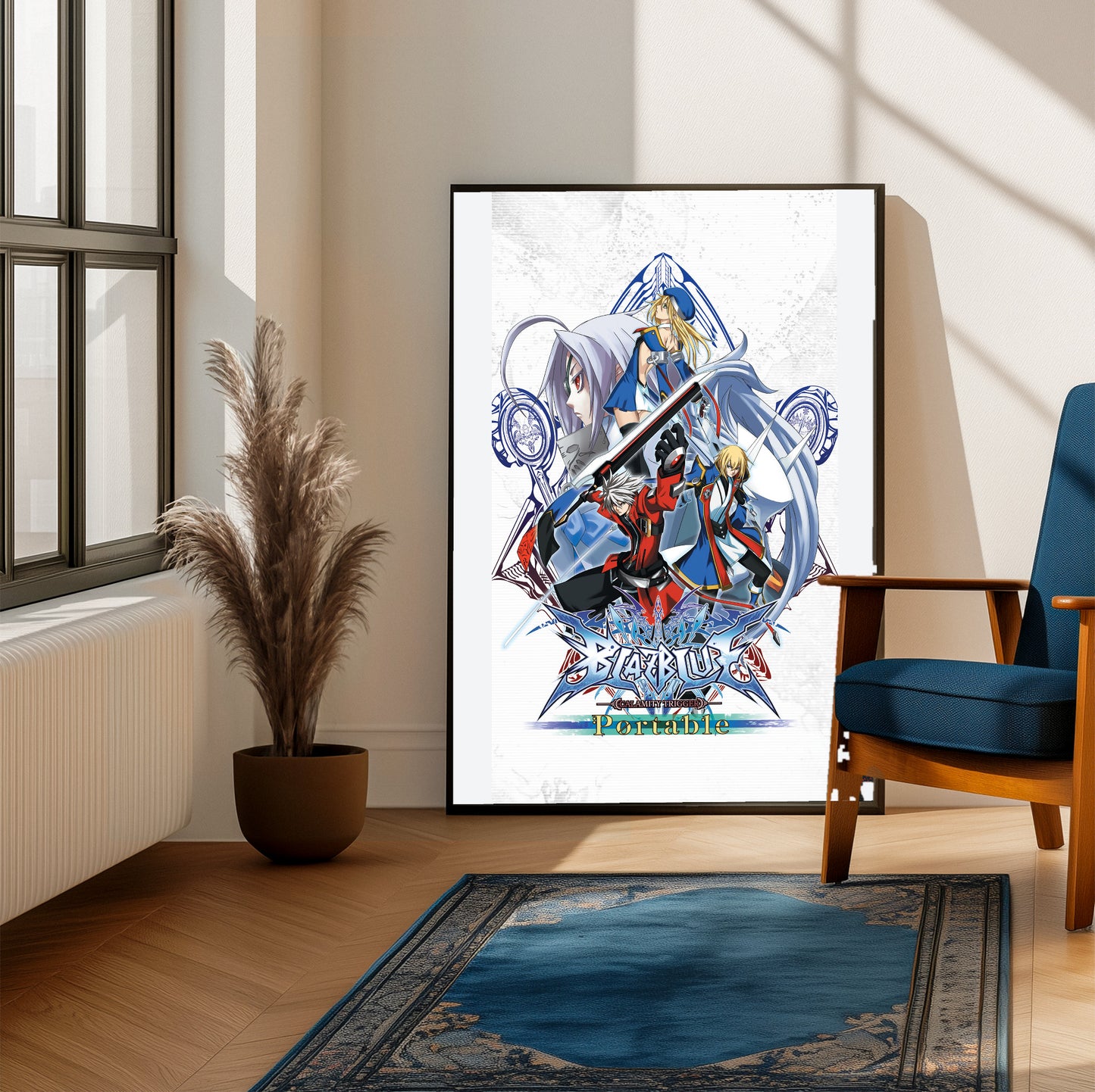 BlazBlue Calamity Trigger Portable poster on a living room wall