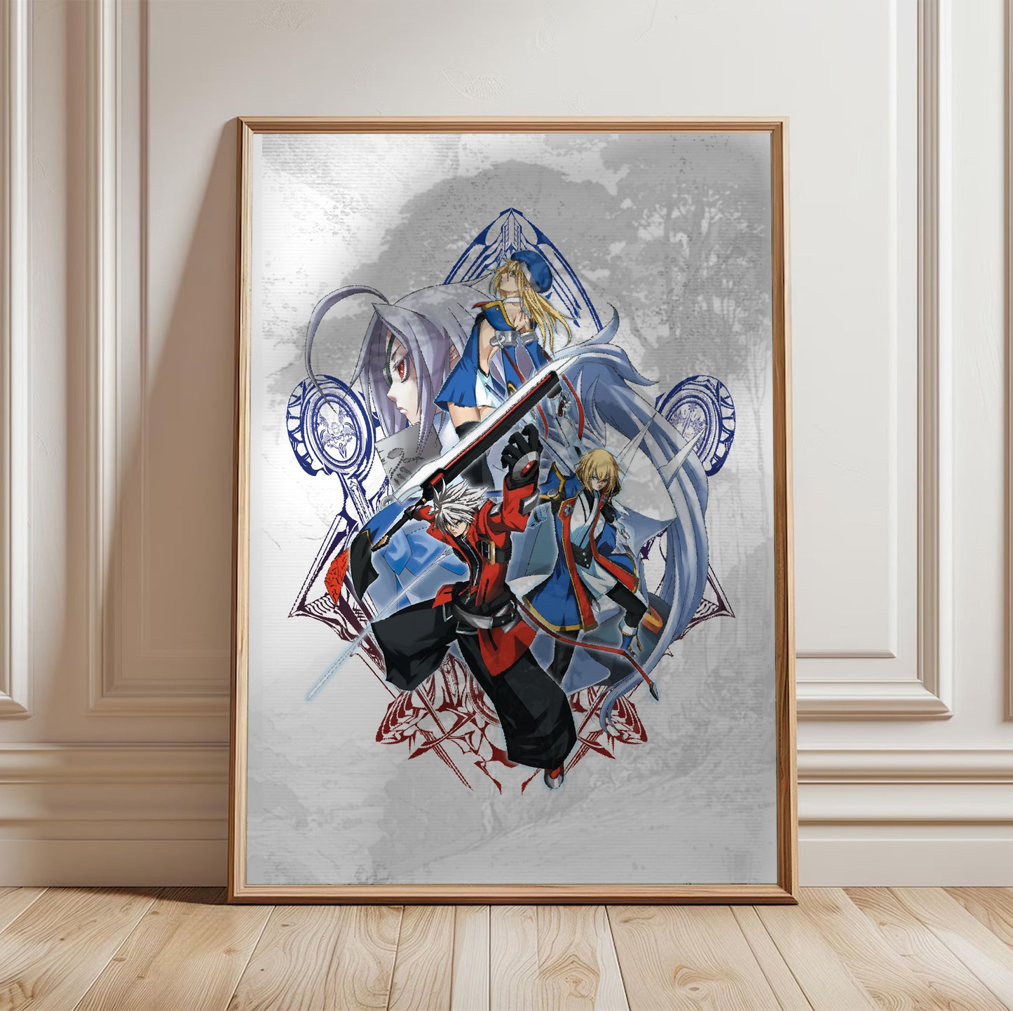 BlazBlue Calamity Trigger Portable cast poster in a framed room setting