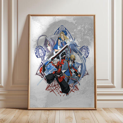 BlazBlue Calamity Trigger Portable cast poster in a framed room setting