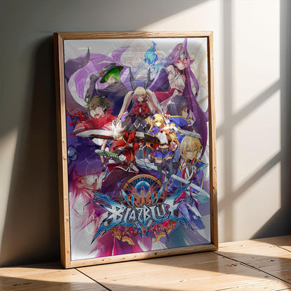 BlazBlue Central Fiction poster in a modern interior