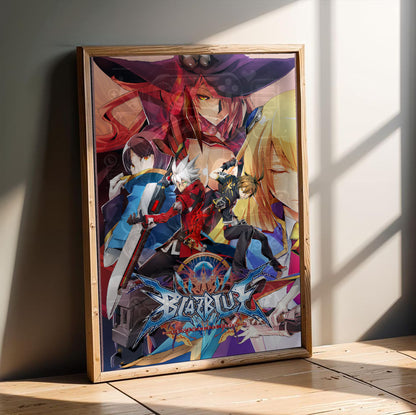 BlazBlue Central Fiction key artwork poster in a modern interior
