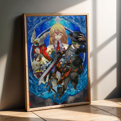 BlazBlue Continuum Shift promo art poster in a modern interior