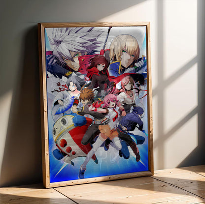 BlazBlue Cross Tag Battle poster in a modern interior