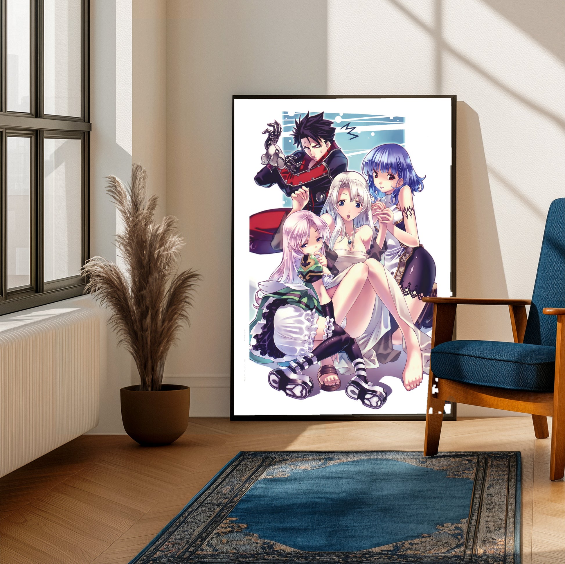 Blazing Souls illustration poster on a living room wall
