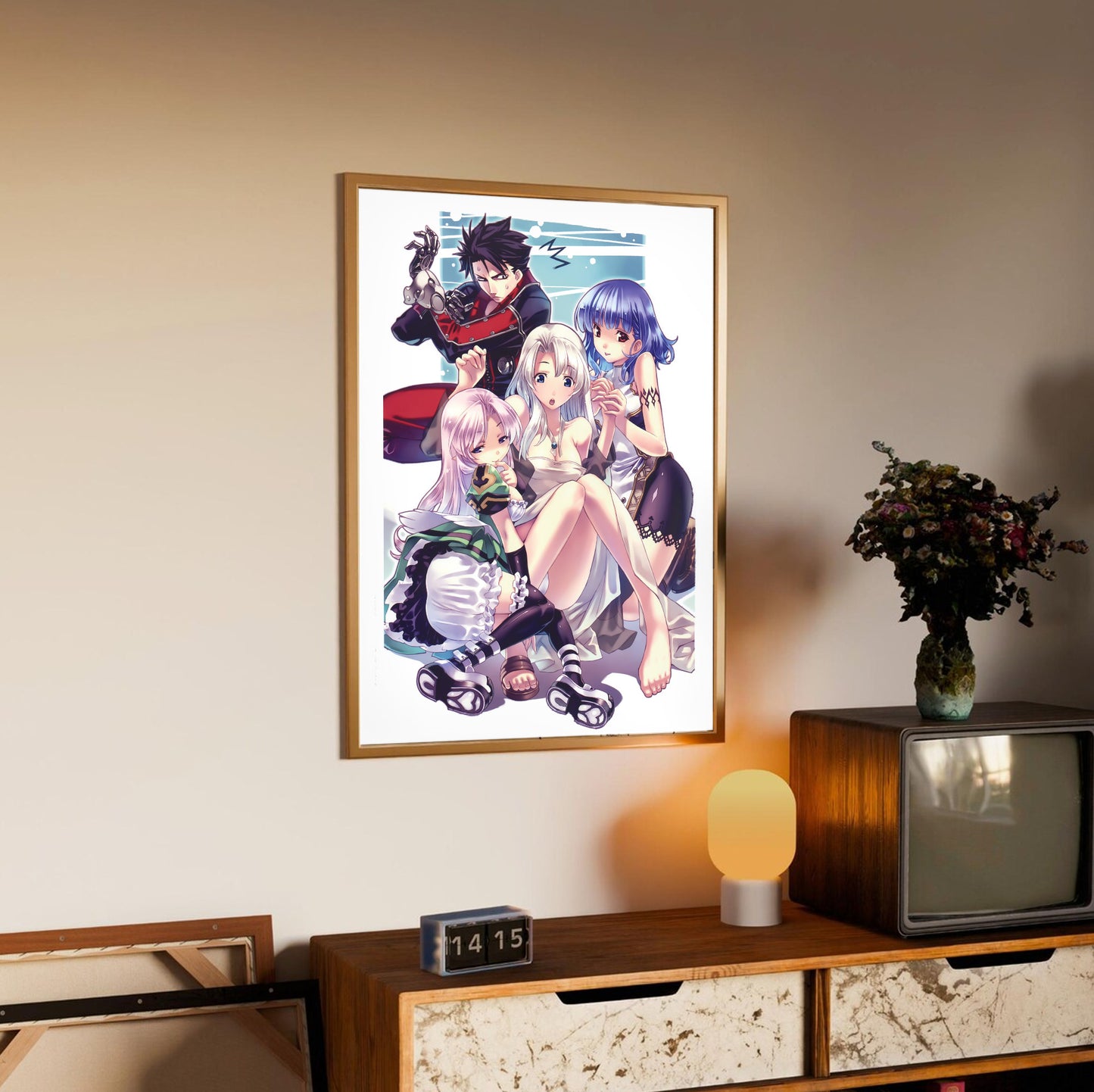 Blazing Souls illustration poster styled on a gallery wall