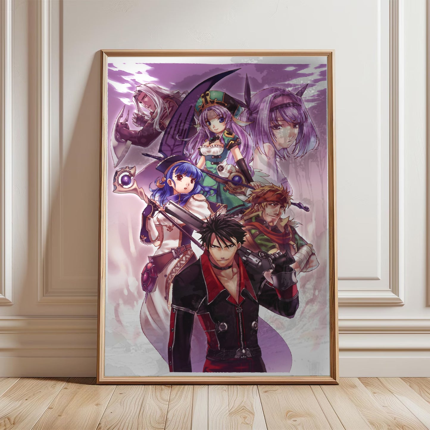 Blazing Souls Japanese cover art poster in a framed room setting