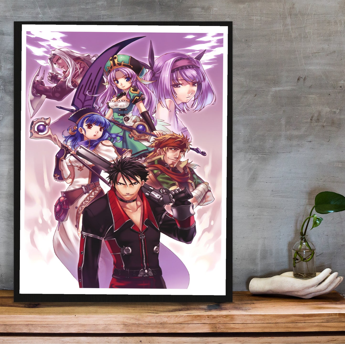 Blazing Souls Japanese cover art poster hung above a desk