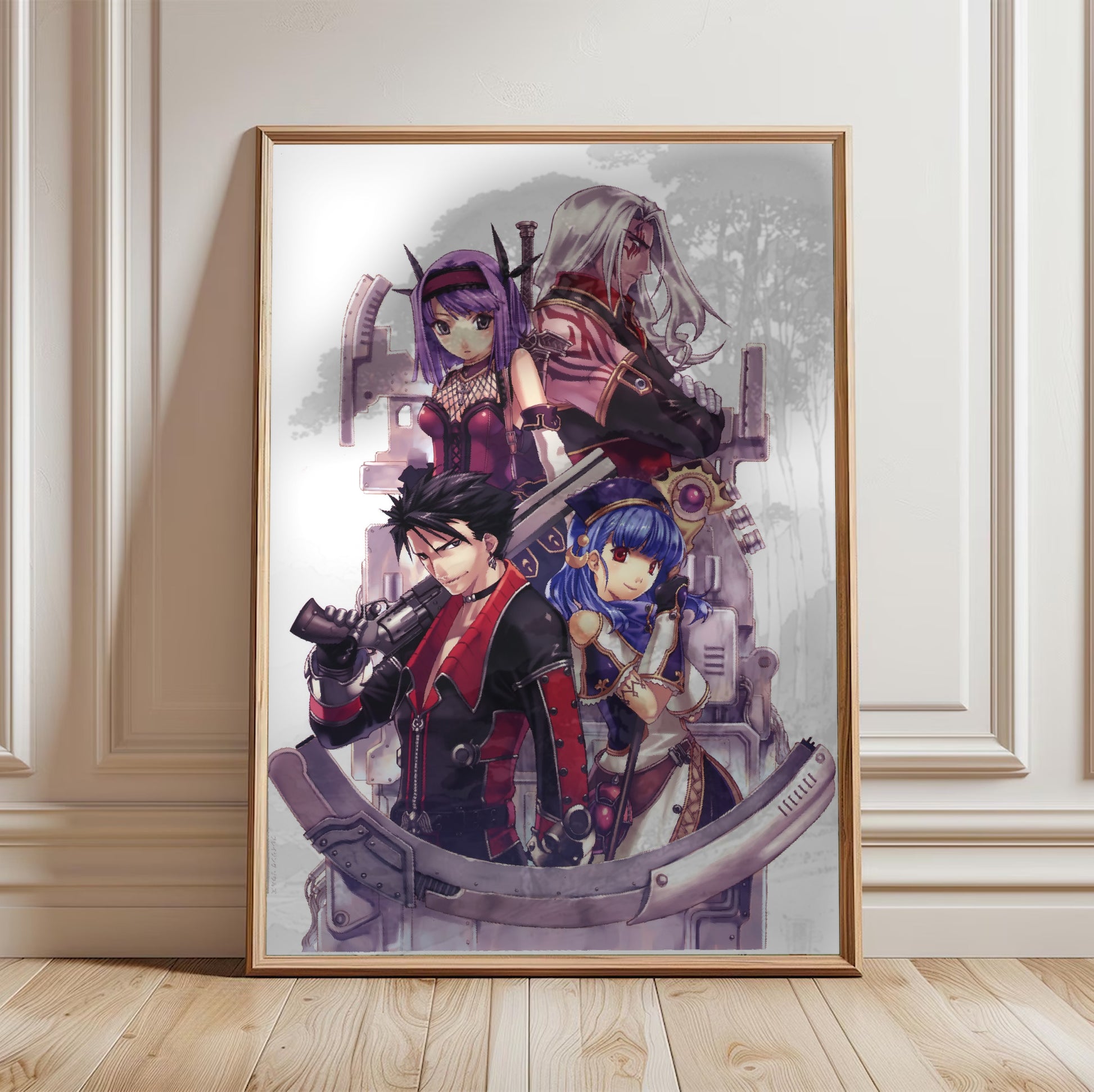 Blazing Souls Japanese cover artwork poster in a framed room setting