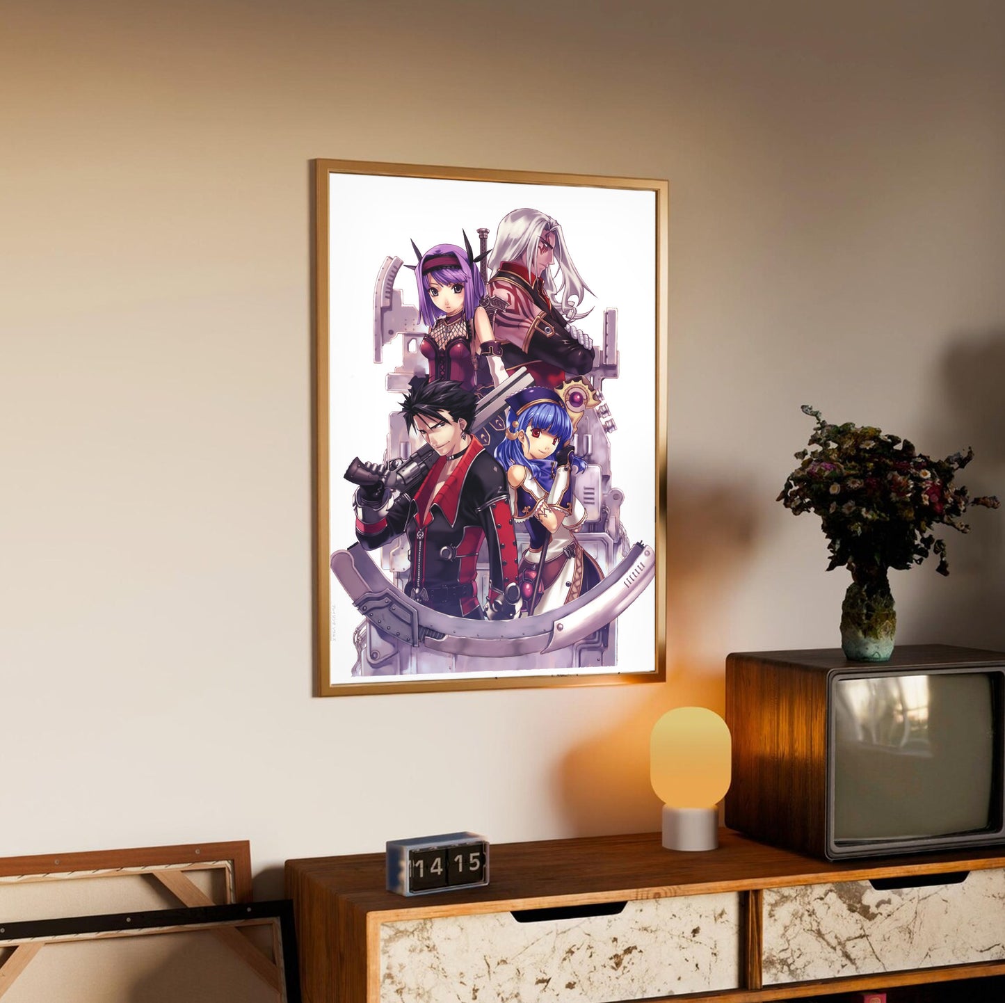 Blazing Souls Japanese cover artwork poster styled on a gallery wall