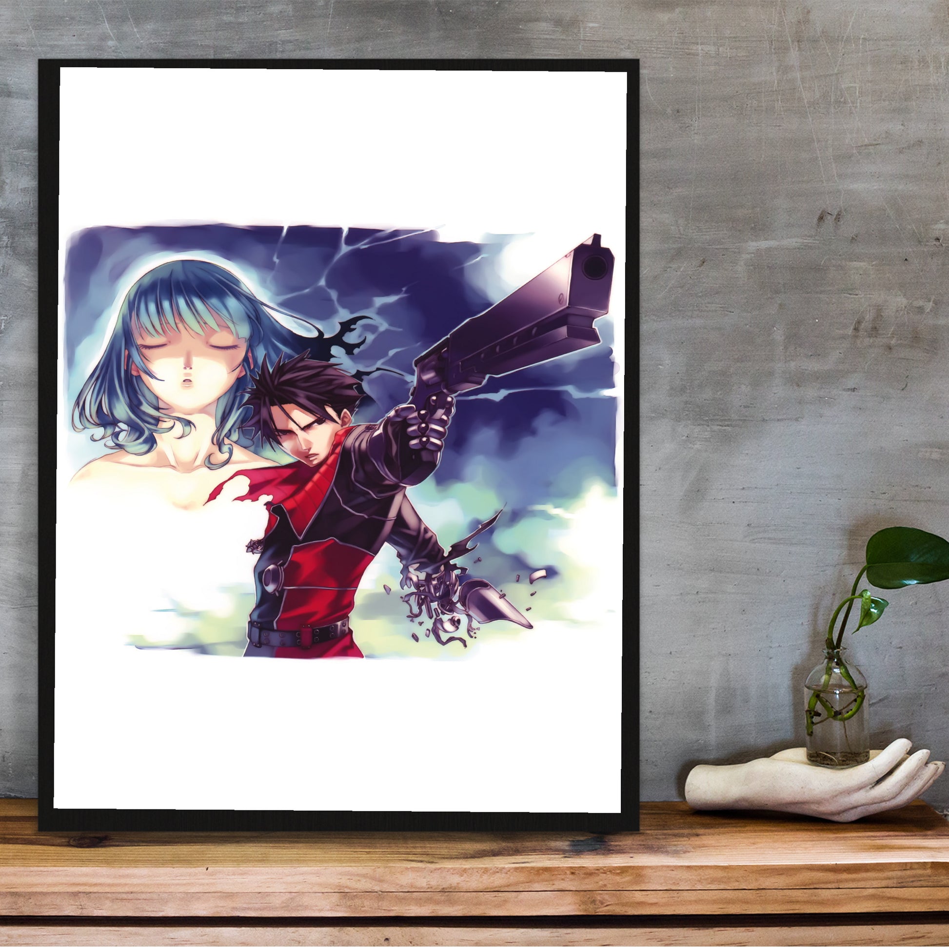 Blazing Souls promo art poster hung above a desk