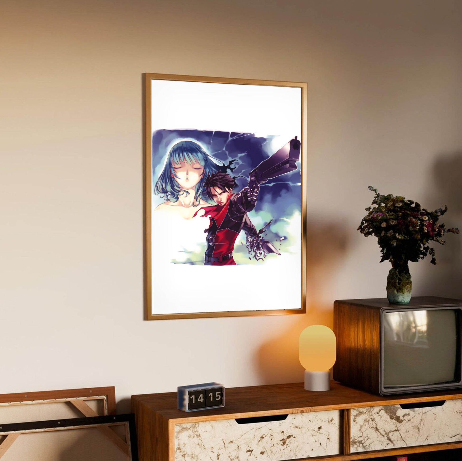 Blazing Souls promo art poster styled on a gallery wall