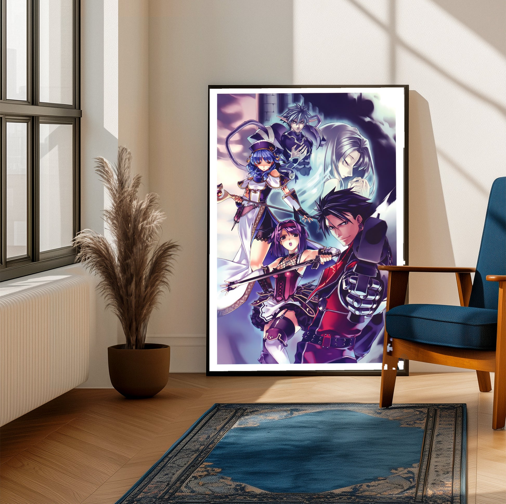 Blazing Souls Accelate poster on a living room wall