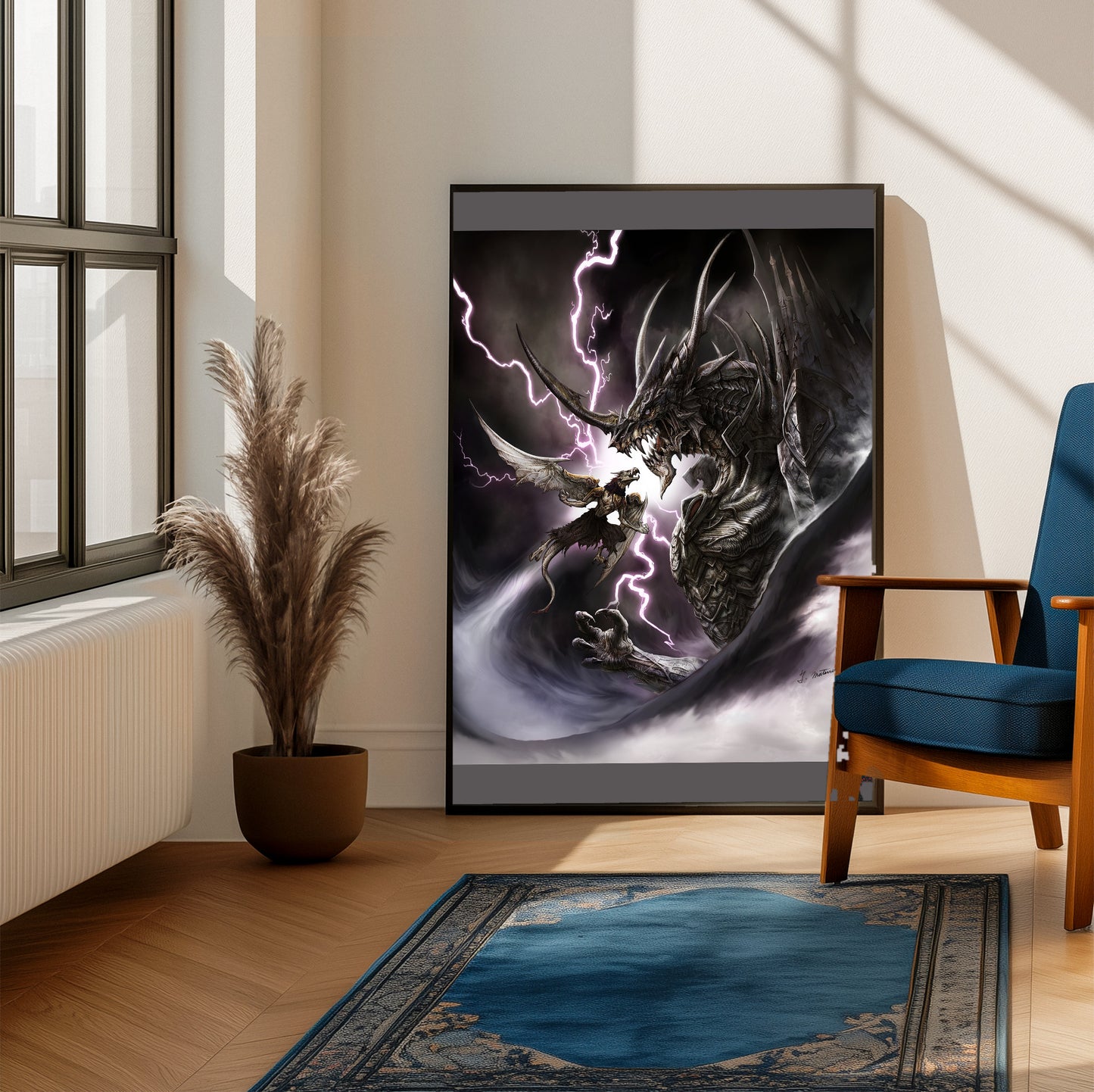 Blood of Bahamut poster on a living room wall