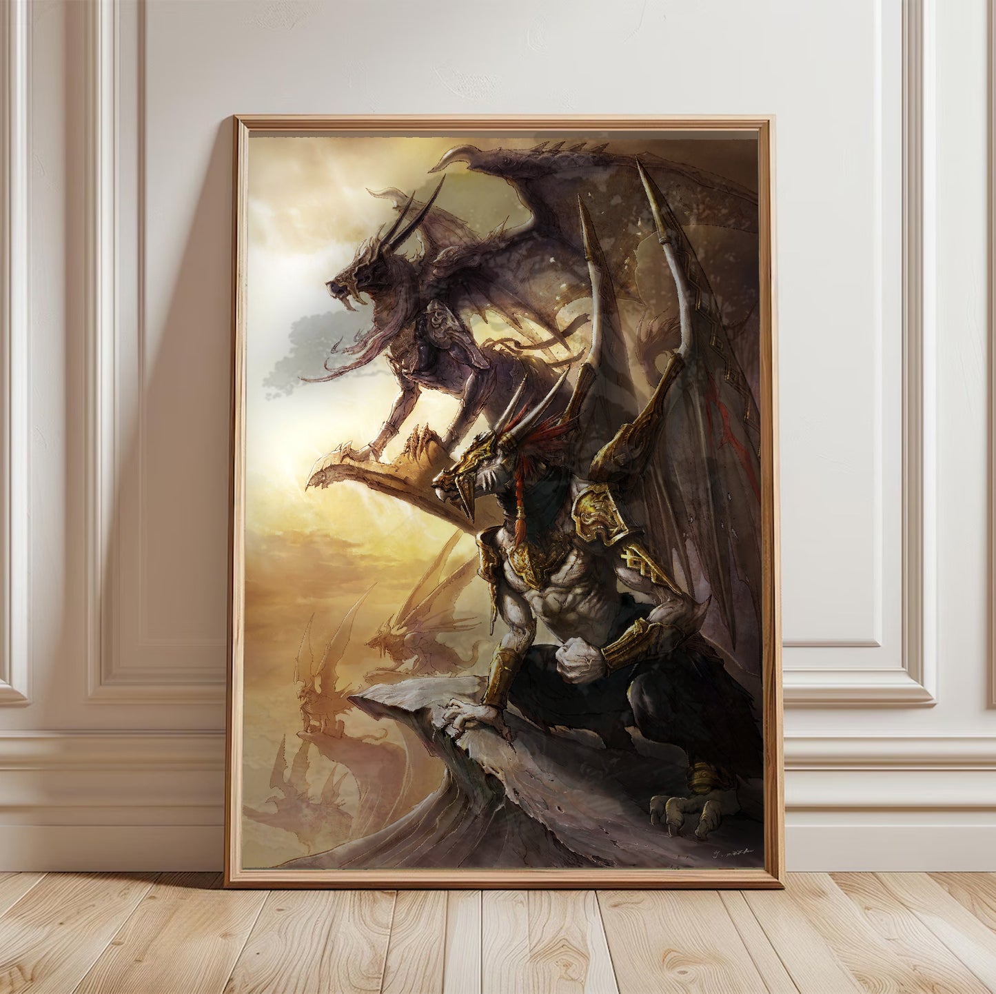 Blood of Bahamut poster in a framed room setting