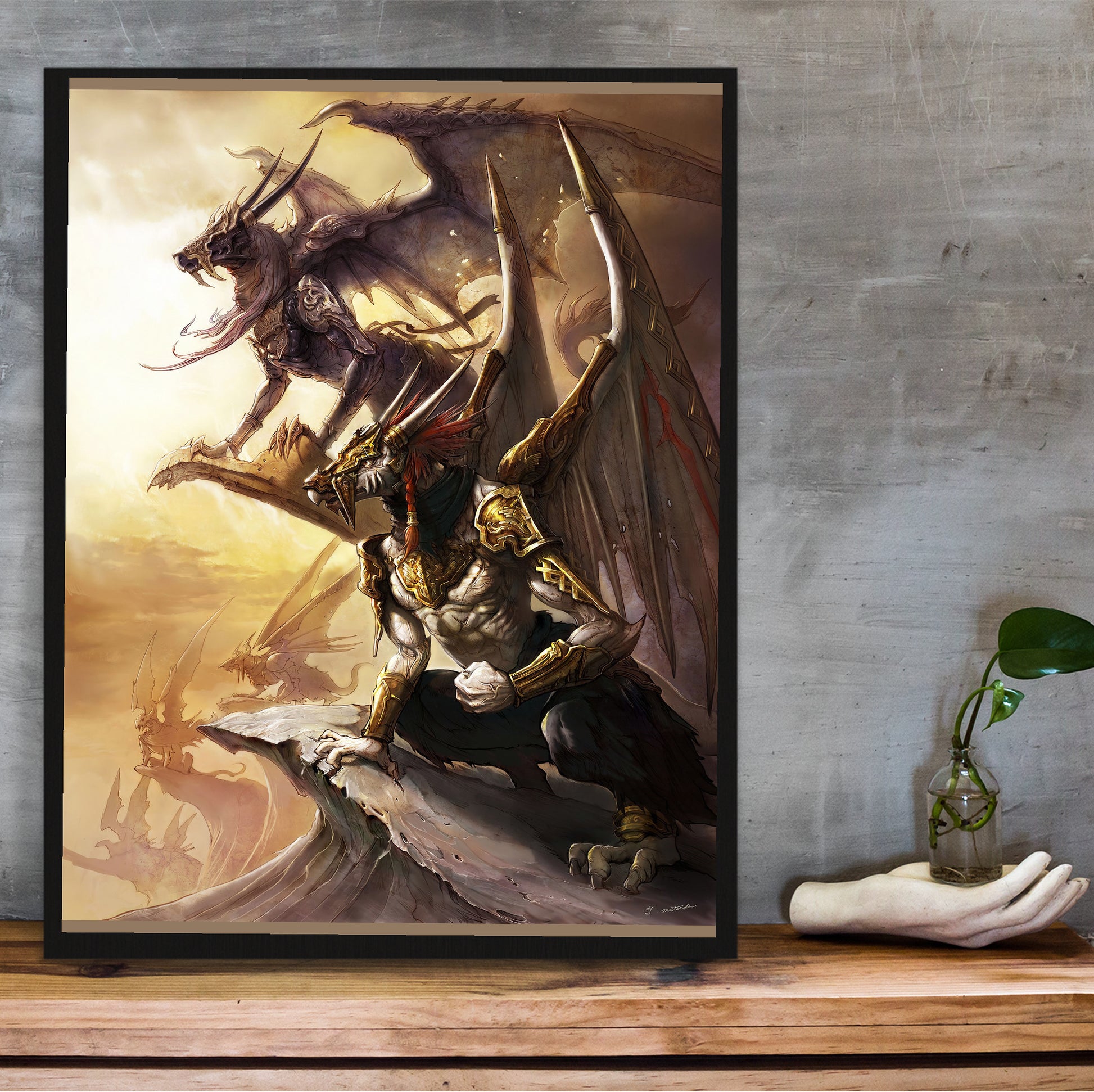 Blood of Bahamut poster hung above a desk