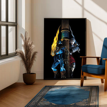 Legacy of Kain Kain and Raziel poster on a living room wall