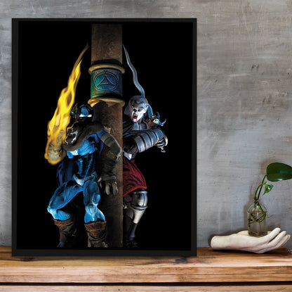 Legacy of Kain Kain and Raziel poster hung above a desk