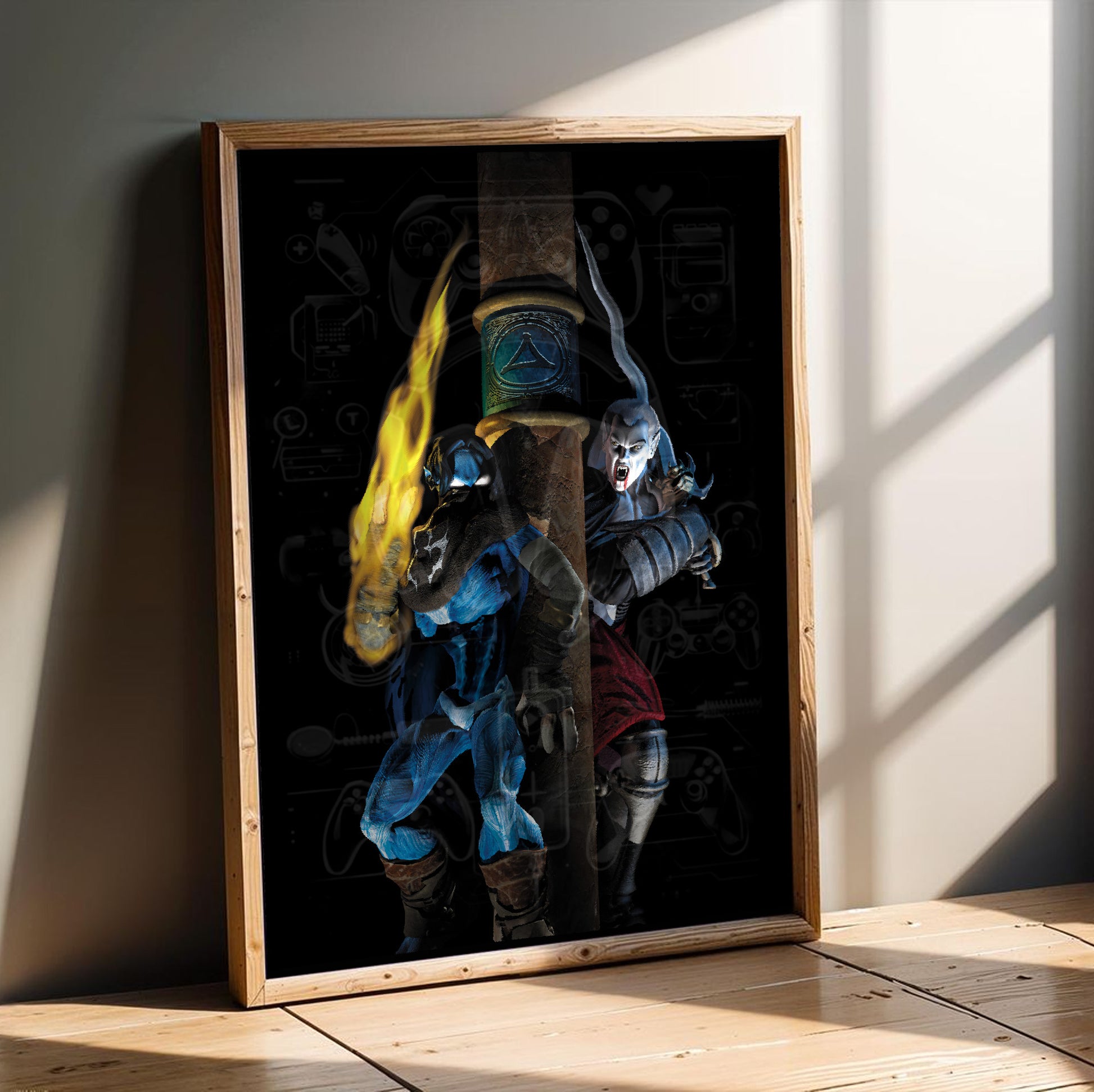 Legacy of Kain Kain and Raziel poster in a modern interior