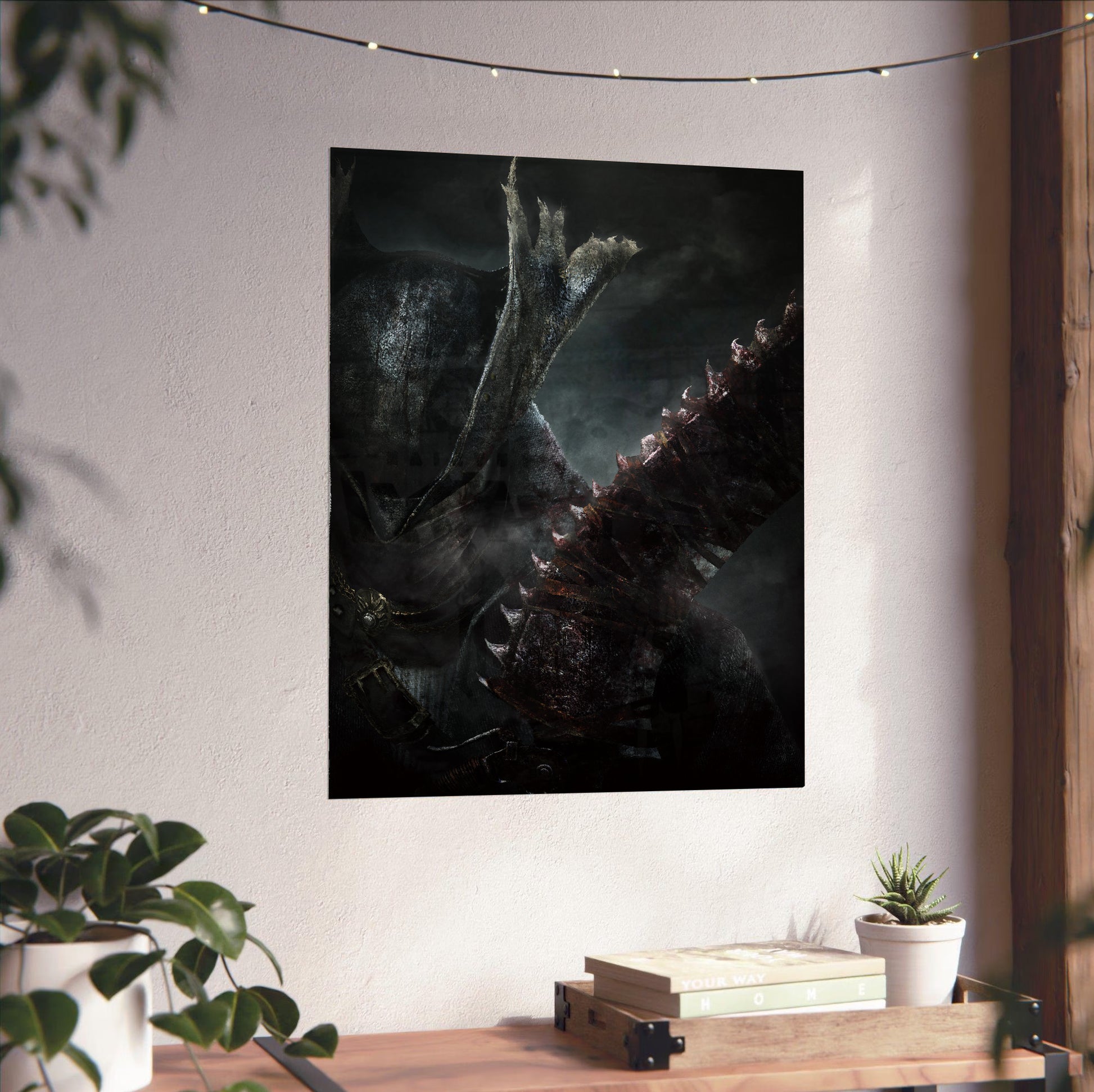 Bloodborne Hunter and Saw Cleaver poster close-up print detail