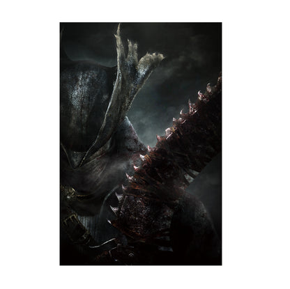 Bloodborne key artwork poster of the Hunter with the Saw Cleaver