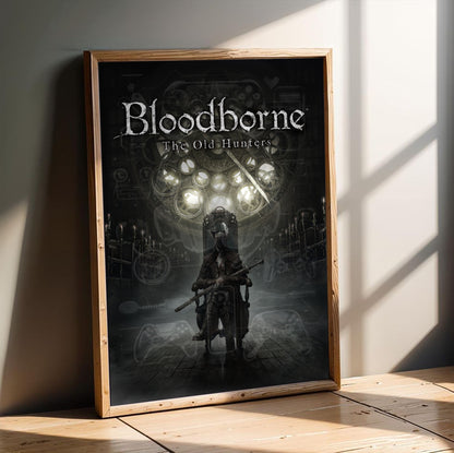Bloodborne The Old Hunters poster in a modern interior