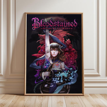Bloodstained Ritual of the Night poster in a framed room setting